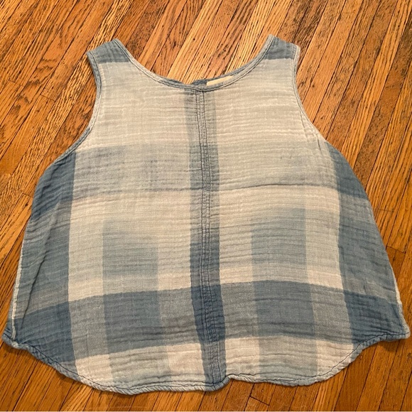 Cloth & Stone Anthropologie blue plaid/checkered button back sleeveless tank top - Picture 1 of 2
